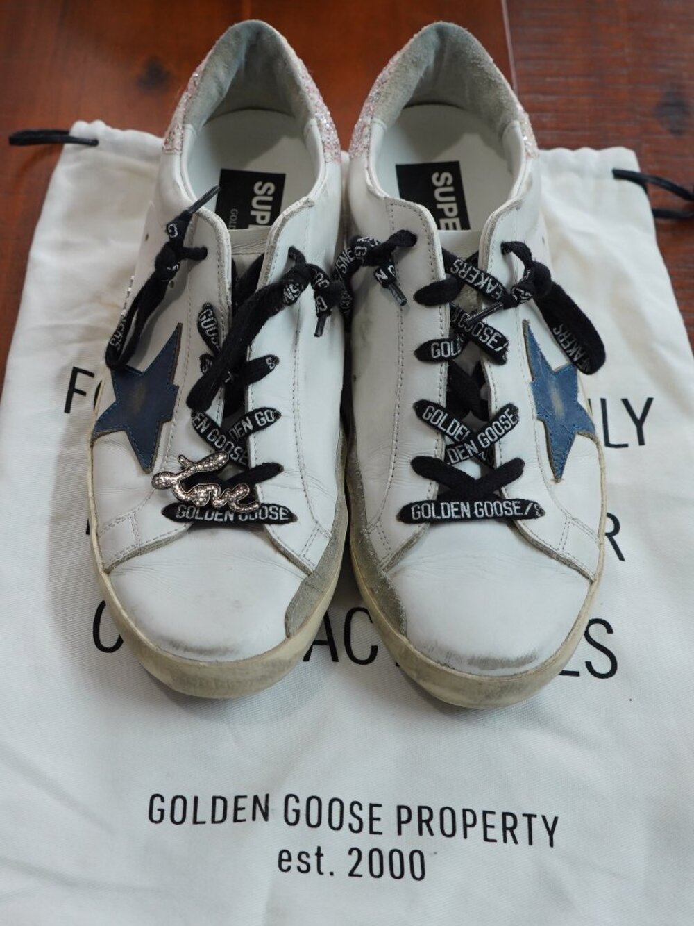 Golden Goose Super-Star Glitter Sneakers - Low Rise - Size 9 - Picture 2 of 9